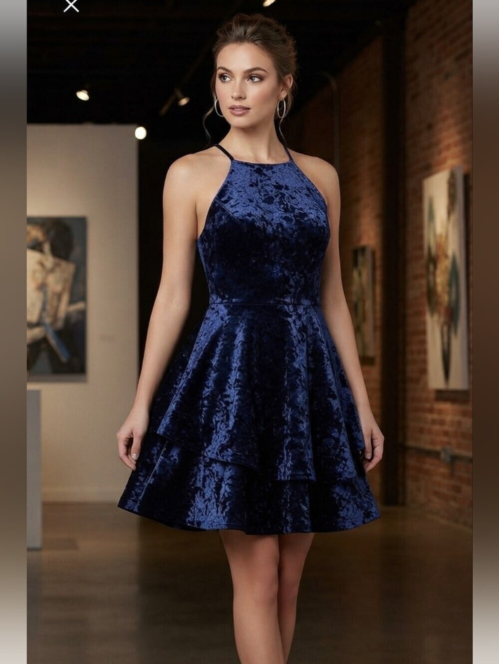 Camille la vie velvet dress Blue Sz 13 Junior's